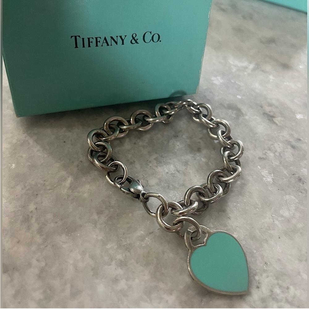 Tiffany & Co. Silver Bracelet with Turquoise Heart Charm